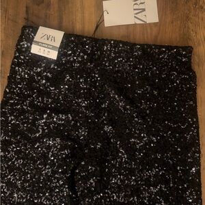 Zara Black Sequin Skirt sparkling ✨ flare pants